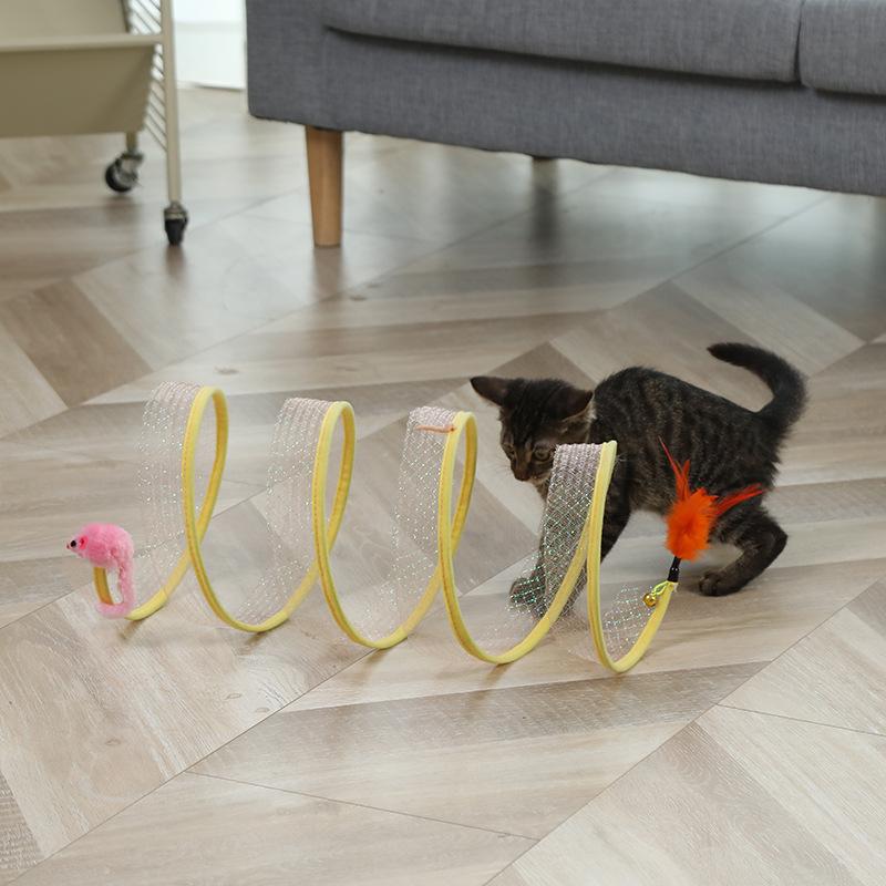 Cat Pets Toys Mouse Shape Balls Foldable Cat Kitten Play Tunnel Funny Cat Stick Mouse Supplies Simulation Mouse Cat Accessories