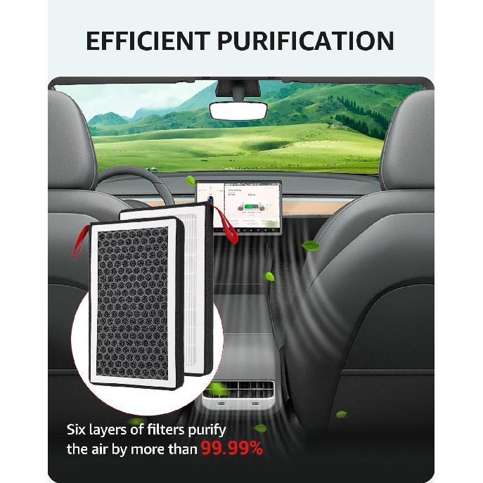 BASENOR 2026 Tesla Model Y/3 HEPA Air Filter, [OEM Filter Replacement] Cabin Air Filter With Activated Carbon For 2017-2025 Model 3 -2026 Model Y