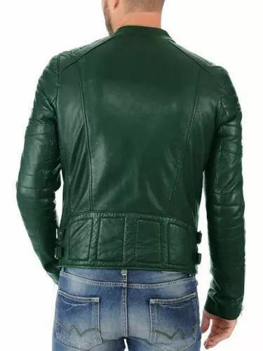 Lammfell Weiche Stilvolle Herrenjacke Grün Echtes Lammfell Echtleder Handgefertigt