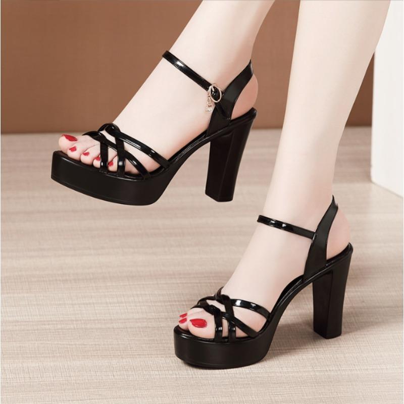 Size 32-43 Silver Gold Woman Wedding Shoes Women Platform Summer 2025 Block High Heel Sandals for Office Model Party