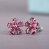 Blue Flower Stud Earrings for Women Delicate Daily Jewelry