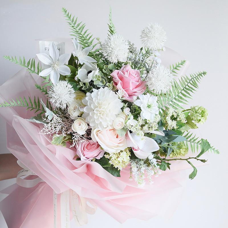 20 Sheets Shimmer Sand Art Wrapping Paper for Flower Bouquets - Korean Style Transparent Waterproof Floral Gift Wrap for Birthday, Wedding