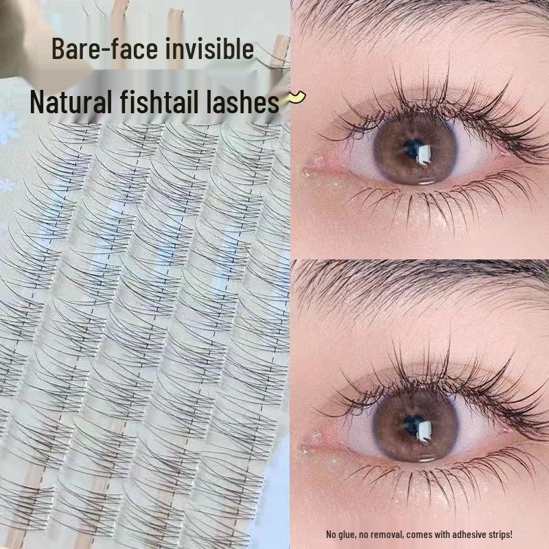 

Lazy Fishtail Glue-Free Stemless False Eyelashes: Natural Look, Segmented Clusters for Daily Wear, Perfect for Beginners