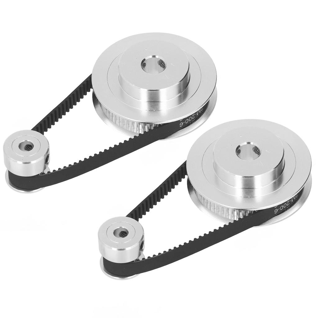 2 Set Synchronous Wheel Aluminum Alloy Timing Pulley with 2Pcs Length 200mm Width 6mm Belt