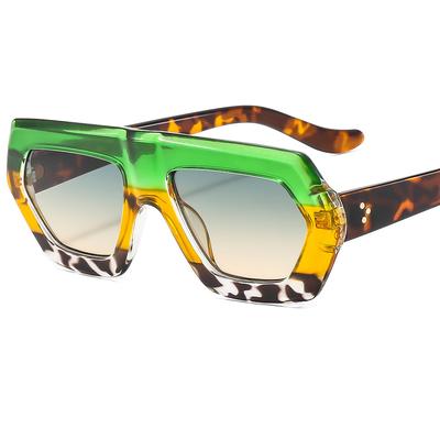 Sunglasses Unique Trending Retro Designer Sunglasses Authentic 2024 Celebrity Tortoise and Green Square Thick Sunglasses