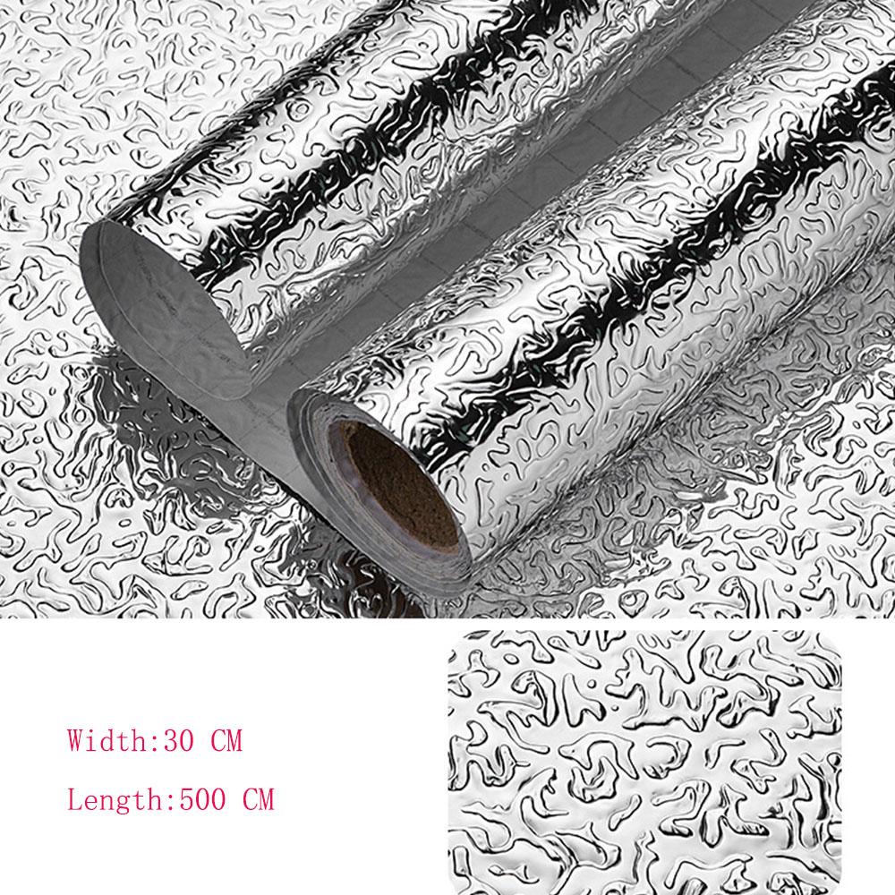 500cm Waterproof Silver Vinyl Wallpaper - Self Adhesive Aluminum Foil Sticker for Kitchen & Table 30*500cm серебряный