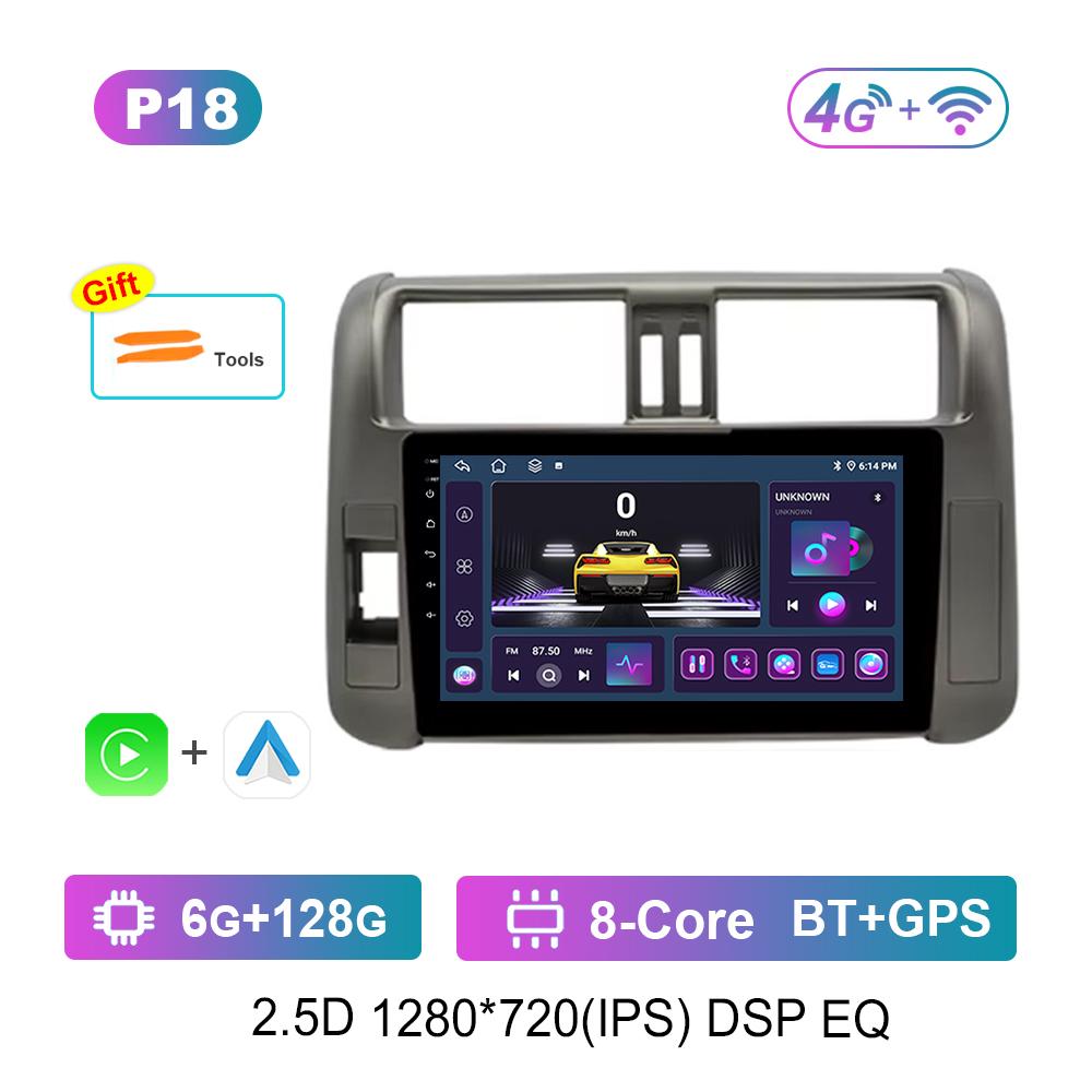 9 Inch Car Radio Multimedia Player for Toyota Prado 2009 - 2013 Android System GPS Navi WiFi BT 4G Carplay Head Unit Auto Tools