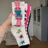 Mittelwaden-Socken für Damen, Trendige JK-Mädchen, Niedliche kleine Hasenmuster, Cartoon-Paar