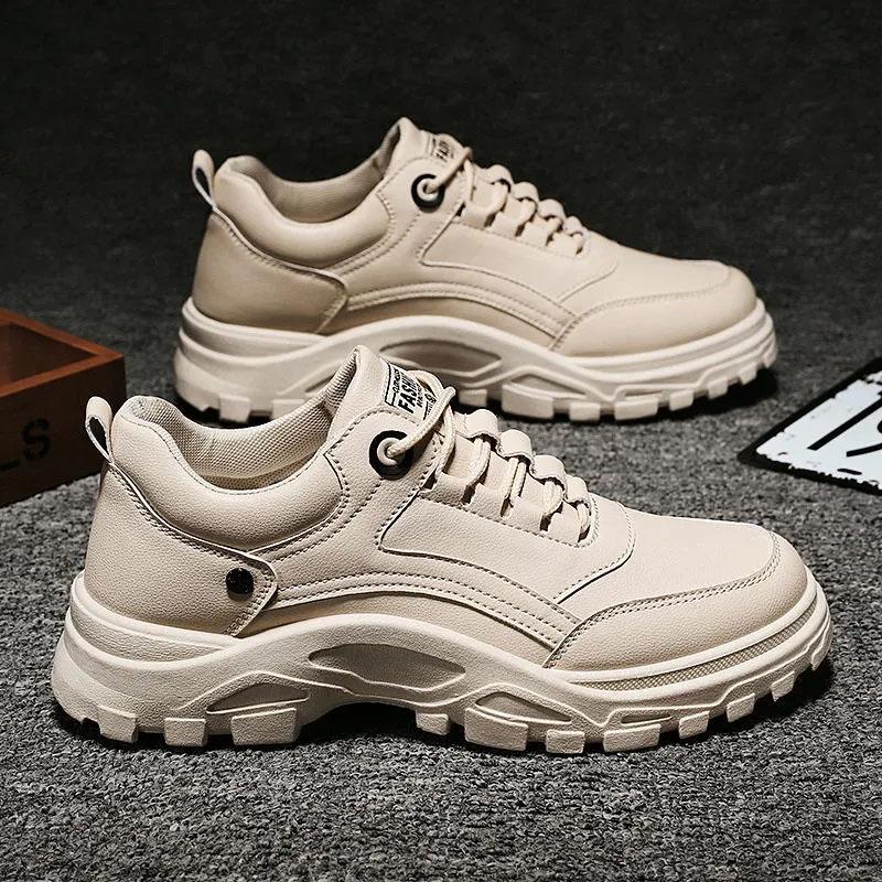 Pánské letní ležérní sportovní boty, prodyšné tenisky v korejské verzi, trendy, kožené boty pro volný čas, ležérní ploché boty