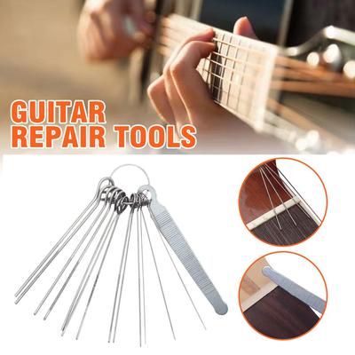 1 Satz Gitarrenreparaturwerkzeuge mit 13 Stück Luthier-Werkzeugen Gitarrensattel-Reparaturwerkzeuge Schlitzfeile Säge Stäbe Schlitzfeilensatz Zubehör
