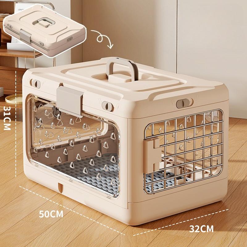 

Folding Transparent Cat Carrying Suitcase Large Capacity Outdoor Cat Transport Box Travel Breathable Dog Suitcase Carriers Folding 50X32X11CM розовый