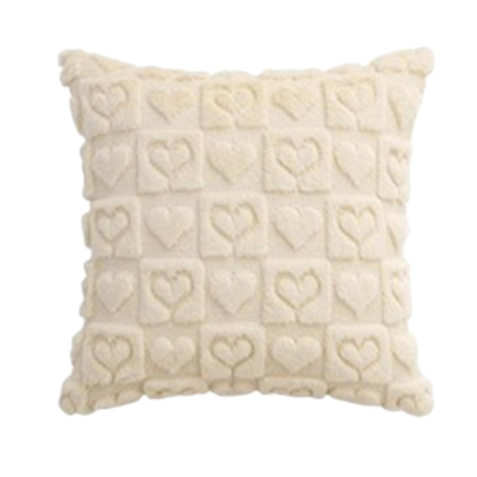 Heart-Patterned Plush Pillowcase, 3d Heart-Shaped Velvet Surface, Suitable For Living Room And Bedroom. One Size
