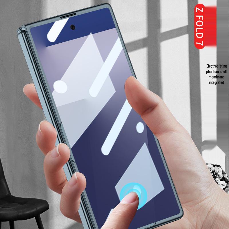 Samsung Z Fold7 Transparent Electroplated Hard Shell Case - Precision-Cut Protective Folding Design