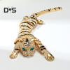Spilla Spilla Strass Lucidi Intarsiati Forma di Tigre Distintivo Antiruggine Leggero Pieghevole Spilla Tigre Accessori Moda