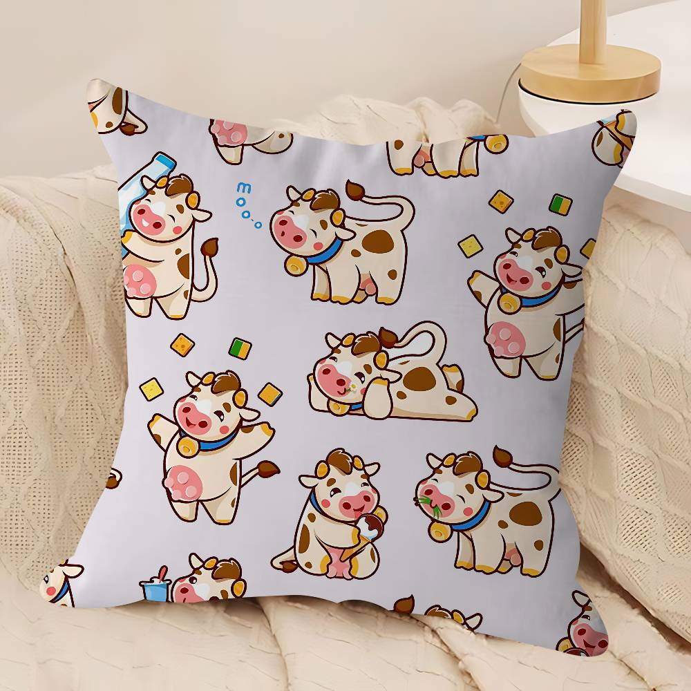 Niedliches Kuh-Bürokissen, Kissenbezug, Autokissenbezug, 45 x 45 cm, Lendenkissenbezug, Sofakissenbezug