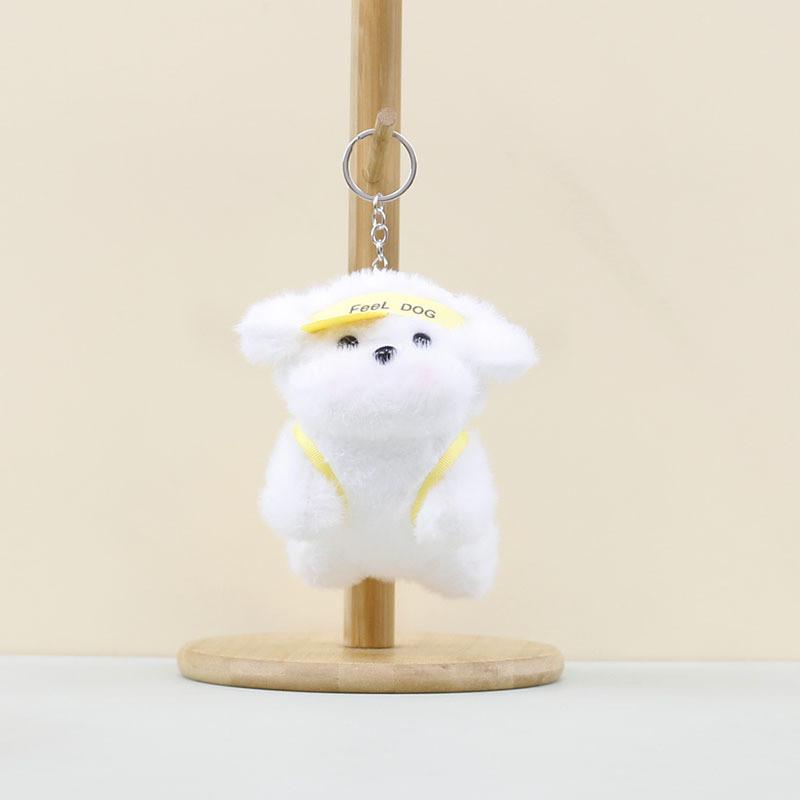Adorable Cartoon Dog Plush Toy Keychain Cute Pink Yellow Blue Dog Figure Accessory