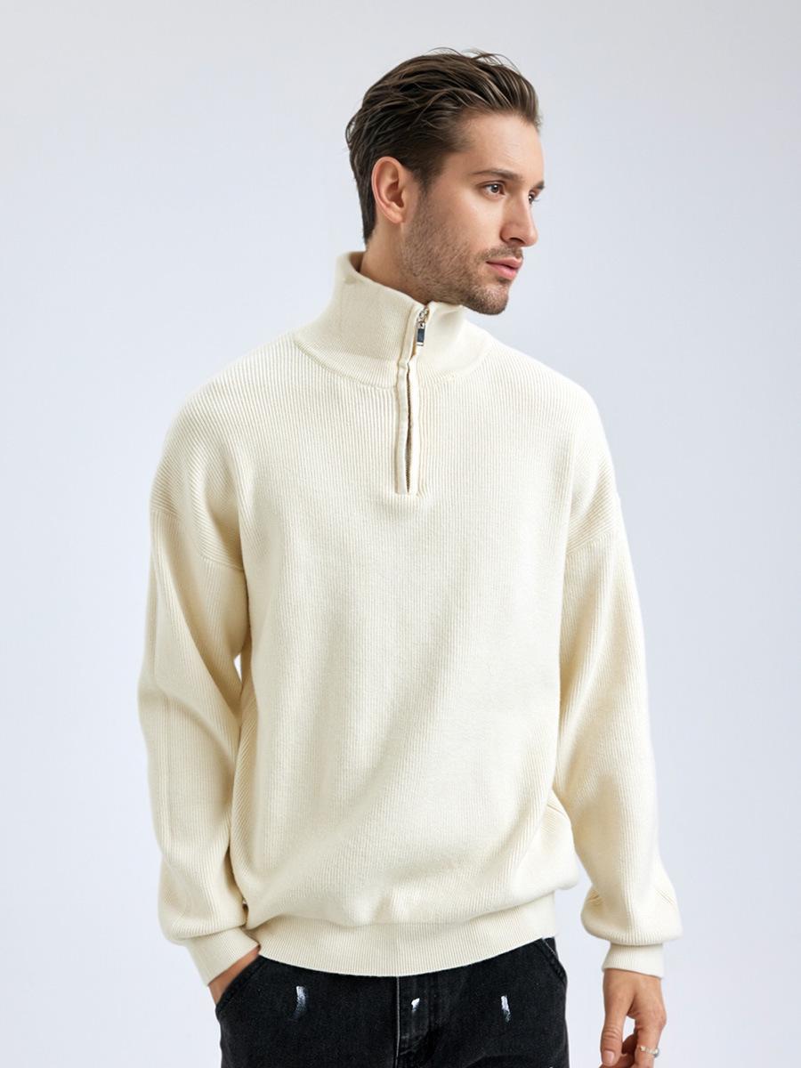 

Men s Half-Zip Loose Knit Sweater – Autumn/Winter American Casual Style XL абрикосовий