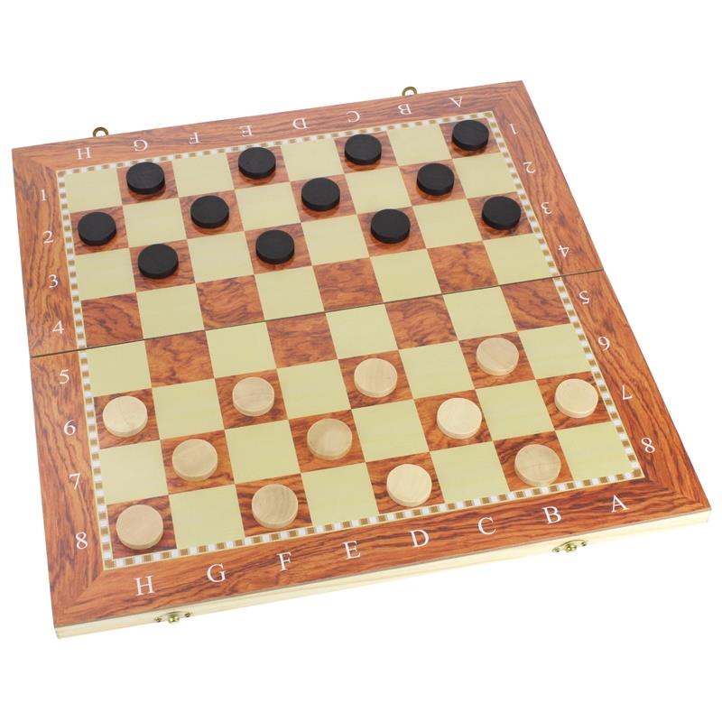 Classic Wooden Chess Board Game 3-in-1 Checkers Backgammon 48X48 Cm