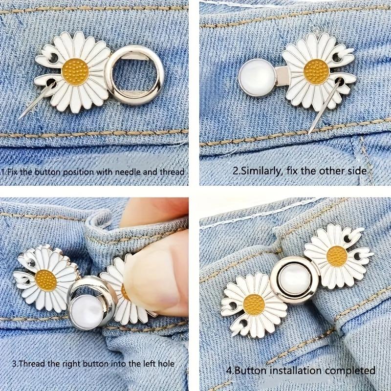 1pc of Casual And Versatile Daisy-Patterned Buttons for Men, Featuring an Adjustable Waist with Magical Buttons