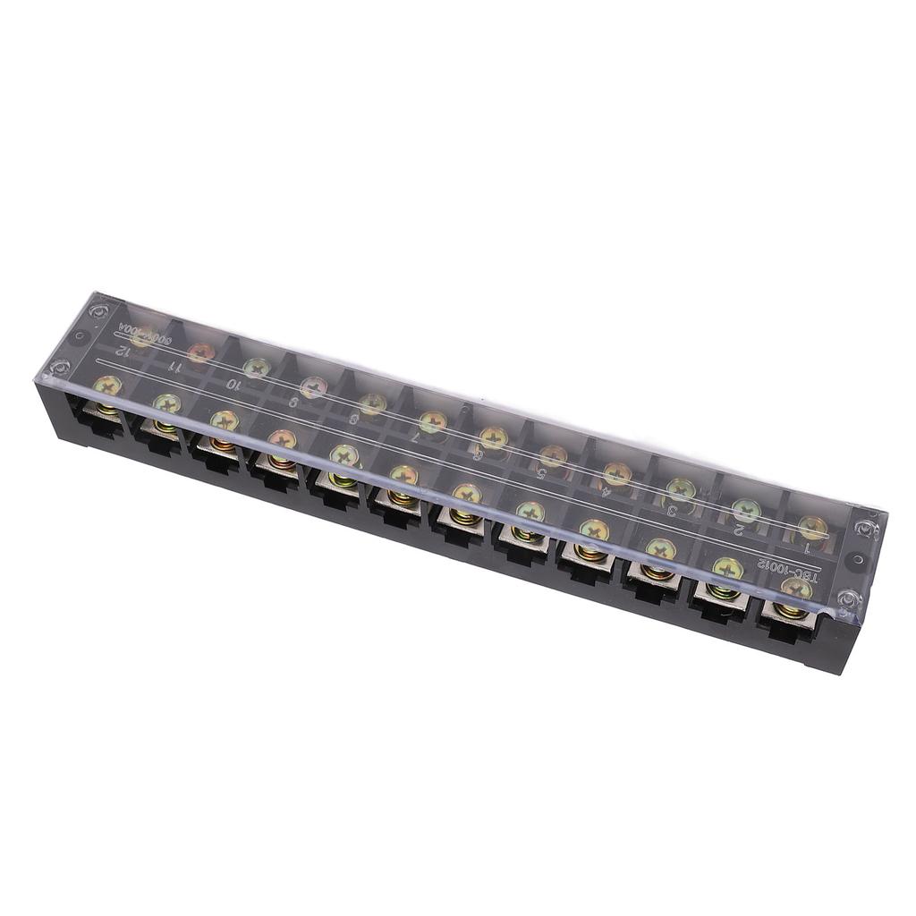 Terminal Strip Block 100A 600V Large Current Easy Wiring Ground Circuit Terminal Block 12 Positions
