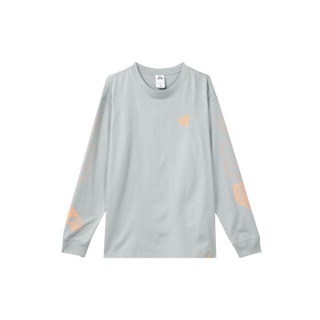 Nike Acg Topo Abstract Print Long Sleeve Crew-Neck T-Shirt Men Tops Mica-Green FB8445-330