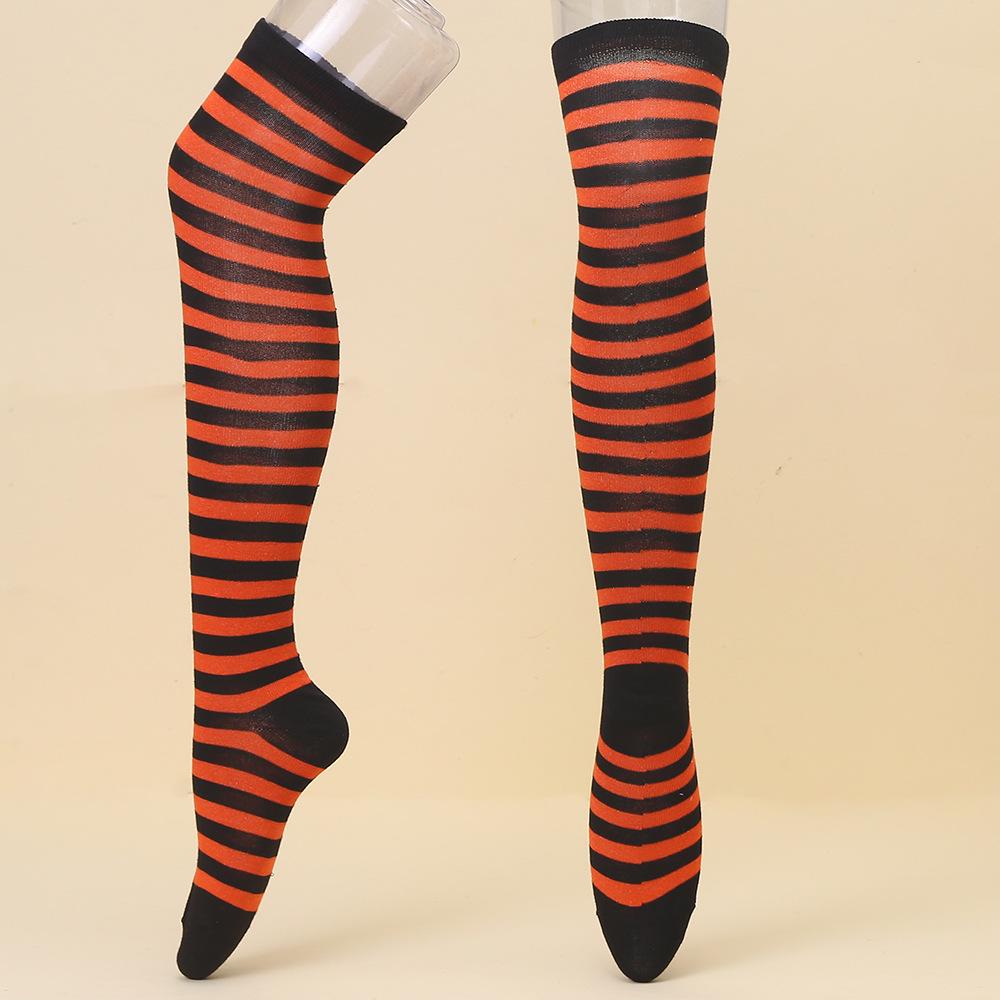 European & American Halloween Christmas Striped Over-the-Knee Socks for Women's Cosplay