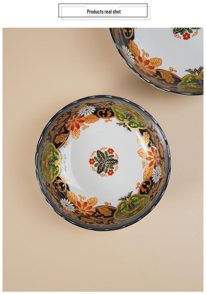 Mino Ware Japanese Retro Ceramic Tableware Set: Plates, Dishes, and Rice Bowls