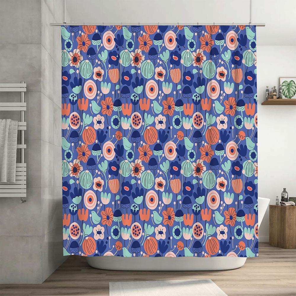 Floral Shower Curtain Botanical Pattern Nature Inspired Bathroom Decor Waterproof Fabric Liner Vintage Farmhouse Style Modern De