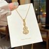 Elegant Titanium Steel Violin Necklace for Women with Zircon Stones - Versatile Fashion Jewelry