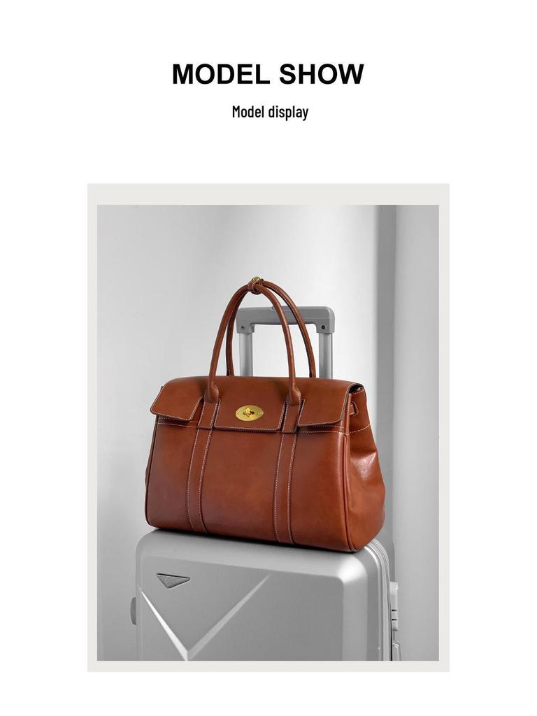 2024 Premium Waxed Leather Tote: Soft, Spacious, Versatile Handbag for Commuting & Crossbody Use