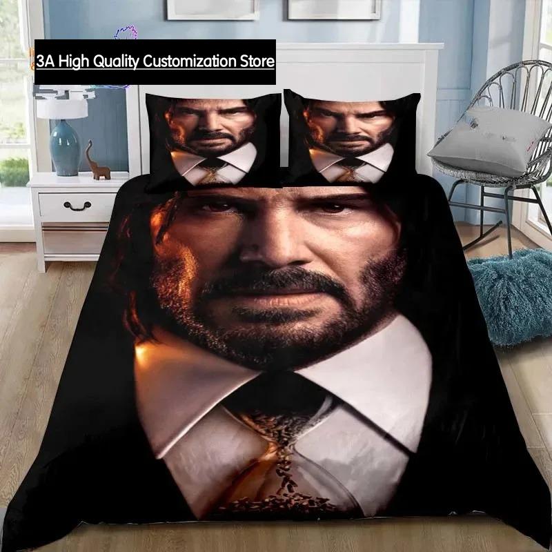 Thriller Film John Wick Bettwäsche Set Einzelbett Twin Bett Vollbett Queen Size Bett Set Erwachsener Jungen Schlafzimmer Bettwäsche Geschenk