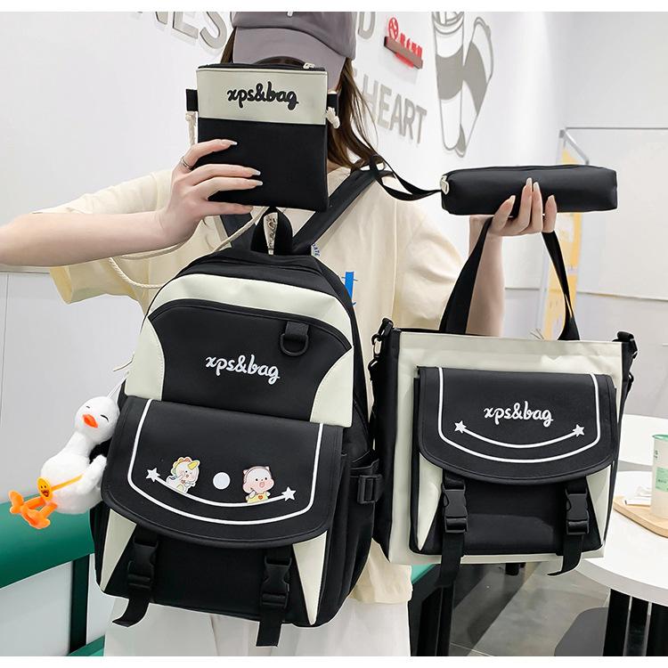 4 Pcs Set Pupil Schoolbags for Girls Grade 3 6 Lightweight Children Tutoring Bag Cute Cartoon Junior High School Teenager Girl Backpack