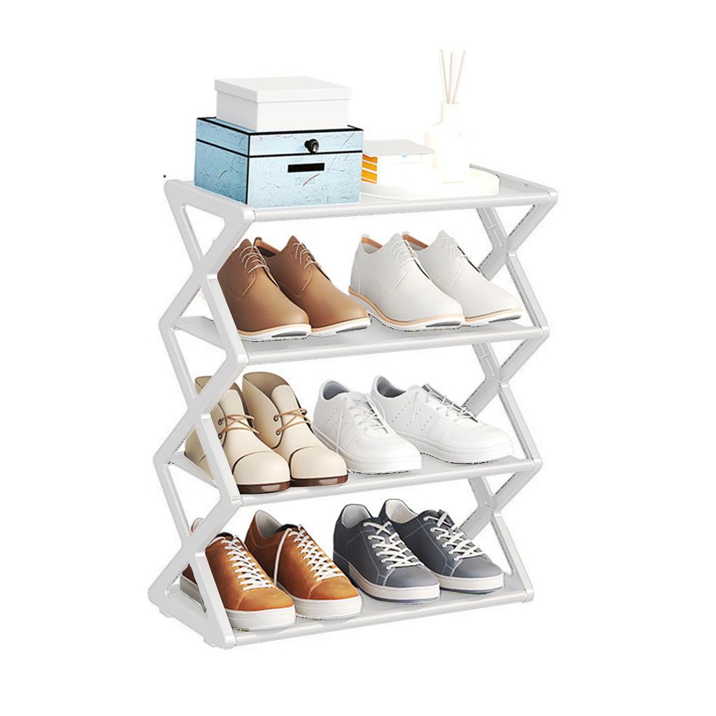 4 Tier Foldable Shoe Rack Space Saving Free Standing Shoe Storage Organizer for Closet Hallway