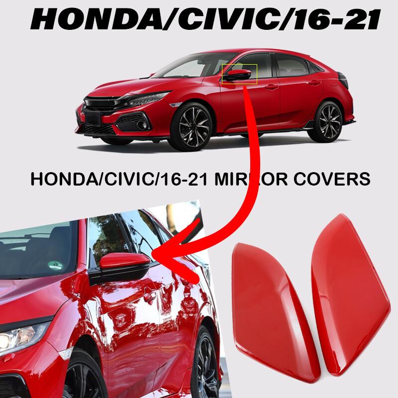 Driver+Passenger Side For Honda Civic 2016-2020 Red Rear View Mirror Caps Cover