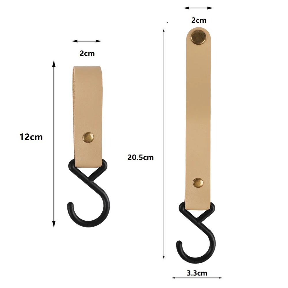 1/5pcs Outdoor Camping Hooks  Leather Hanging Hooks S-Shaped Rack Portable Camping Hangers Home Kitchen Storage Supplies