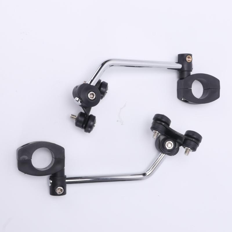 Motorcycle Windscreen Bracket Pair with Split Handlebar Clamps, Articulating Angle Adjustment, and Three Padded Contact Points Per Bracket for