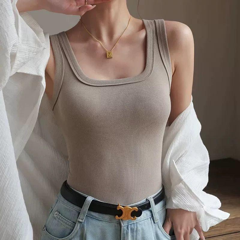 Women's Plus Size Slim Fit Padded Camisole Vest - Covers Underarm Fat, Wear Alone or as Base Layer for Spring/Summer.