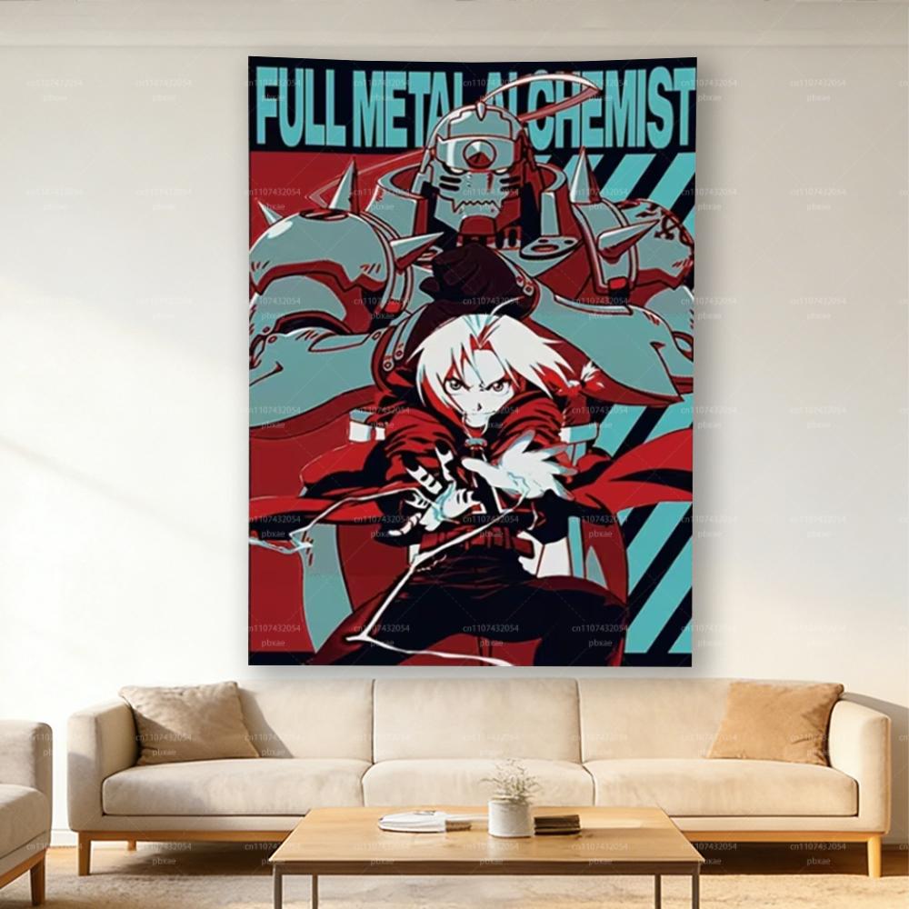 1pc Alchemist Anime Tapestry EEdward Elric Alphonse EElric Poster Wall Decor Canvas Style for Bedroom Game Room