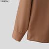 INCERUN Oversized Men Lapel Neck Long Sleeve Striped Print Buttons Up Casual Shirts