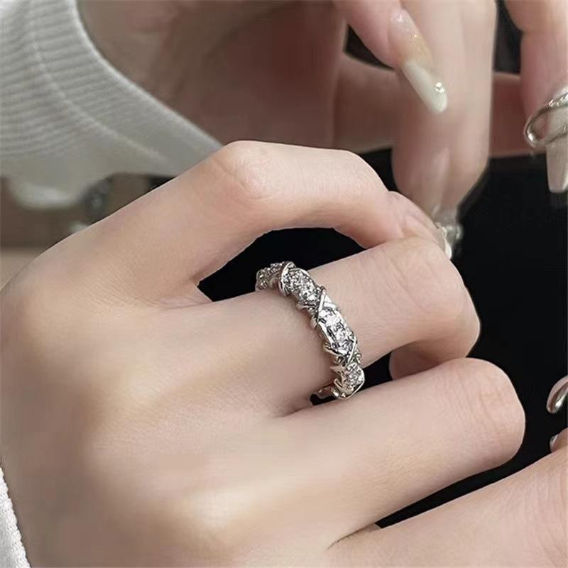 Super flash beauty fried zircon ring~ opening adjustable fashion ins Internet celebrity ring female high sense index finger ring