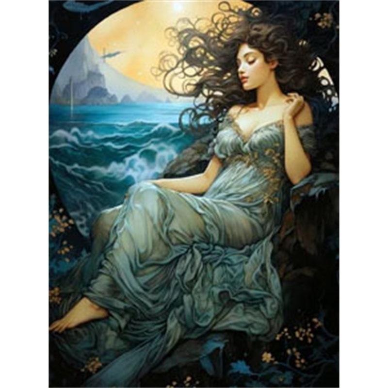 DIY Diamantový obraz Dcera moře Sada křížových stehů Mozaika Umění Diamantový obraz Kruhový/čtvercový Diamantový domov Dekorace