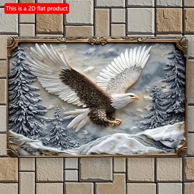 2d Flat 30*20cm, Eagle-Themed Square Wooden Sign, Versatile Decor for Home, Bar, Kitchen and More, Multipurpose Use, Decorative Wall Poster.