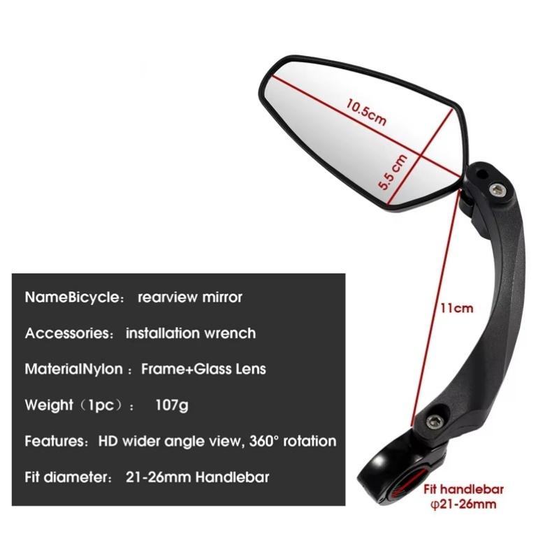 WEST BIKING Bicycle Rear View Mirror 360 Degree Rotate for Bike MTB Bicycle Electrical Bike Wide-Range Adjustable Angles Mirror