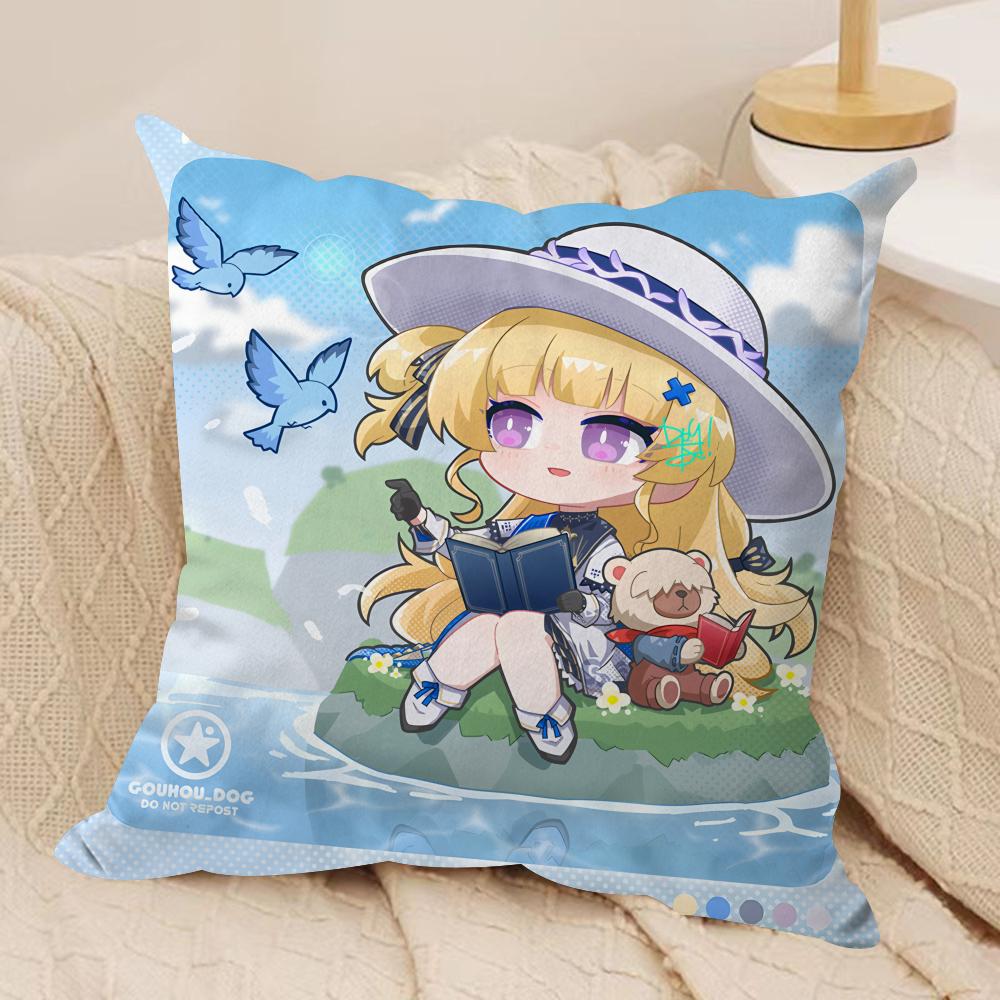 Phoebe cute wuthering waves Cushion Cover Silky Short Plush Invisible Zipper Dustproof Sofa Pillow Case for Home Decor