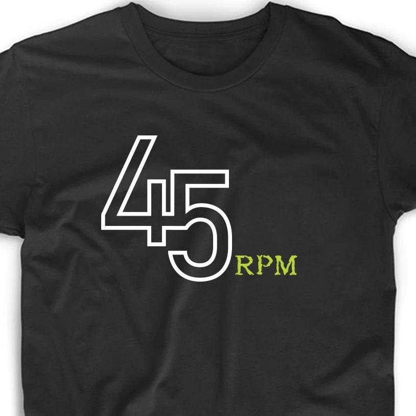45 RPM T Shirt Record Adaper Vinyl Player Spindle Store Funny Musician DJ Club L