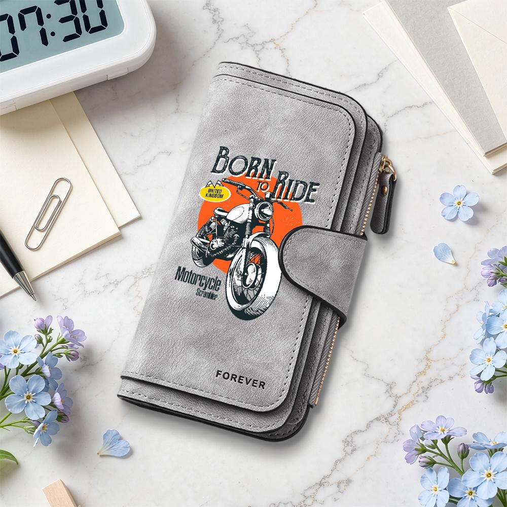 Vintage Men Biker Pattern Wallet Multi Card Long Purse
