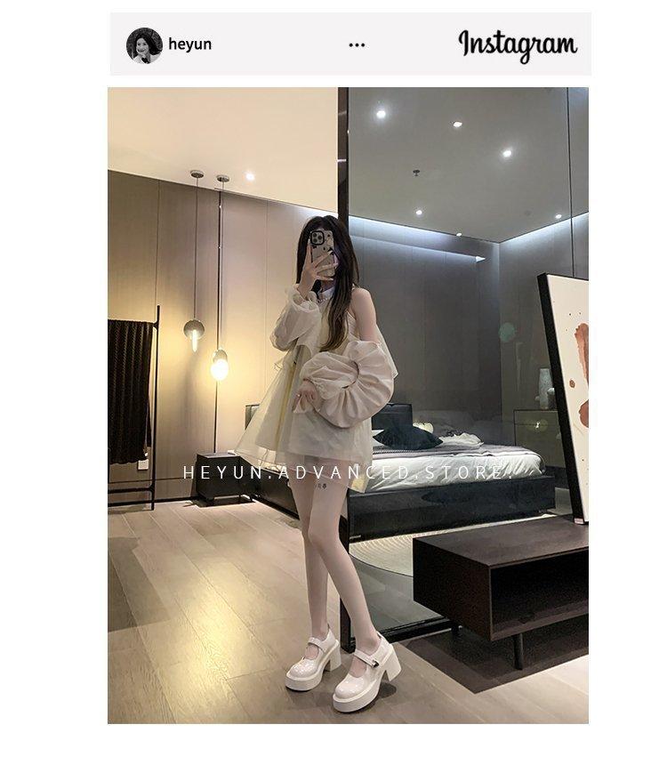 Round head versatile height-increasing platform small leather shoes women's spring and autumn skirt 2025 new French Mary Jane shallow mouth