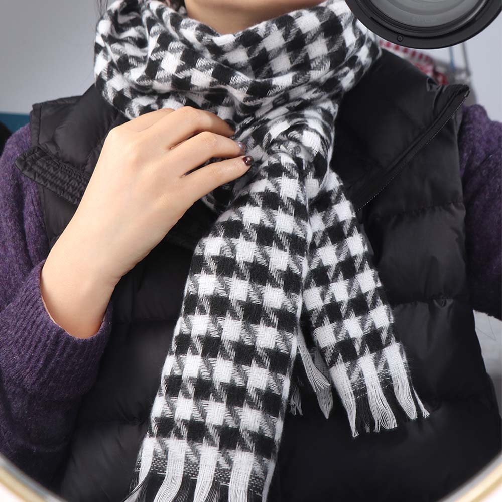 Plaid Y2K Checkered Scarf Korean Style Winter Cashmere Shawl Knitted Houndstooth Scarf  Women/Men