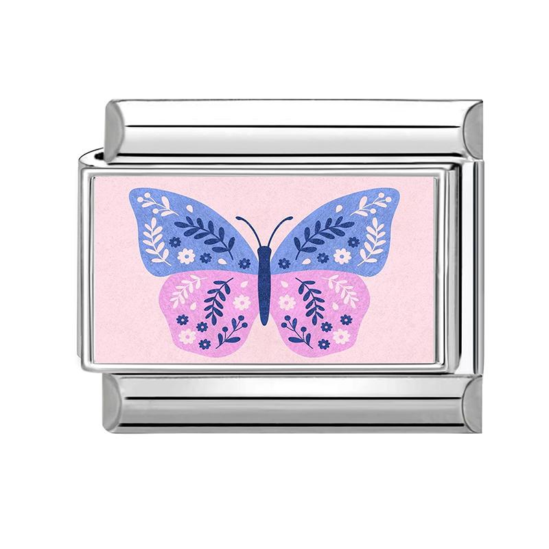 Y2K Pink Sunset Heart Butterfly Piano Star Flowers Italian Charm Links Fit 9mm Stainless Steel Women DIY Making Bracelet Jewelry