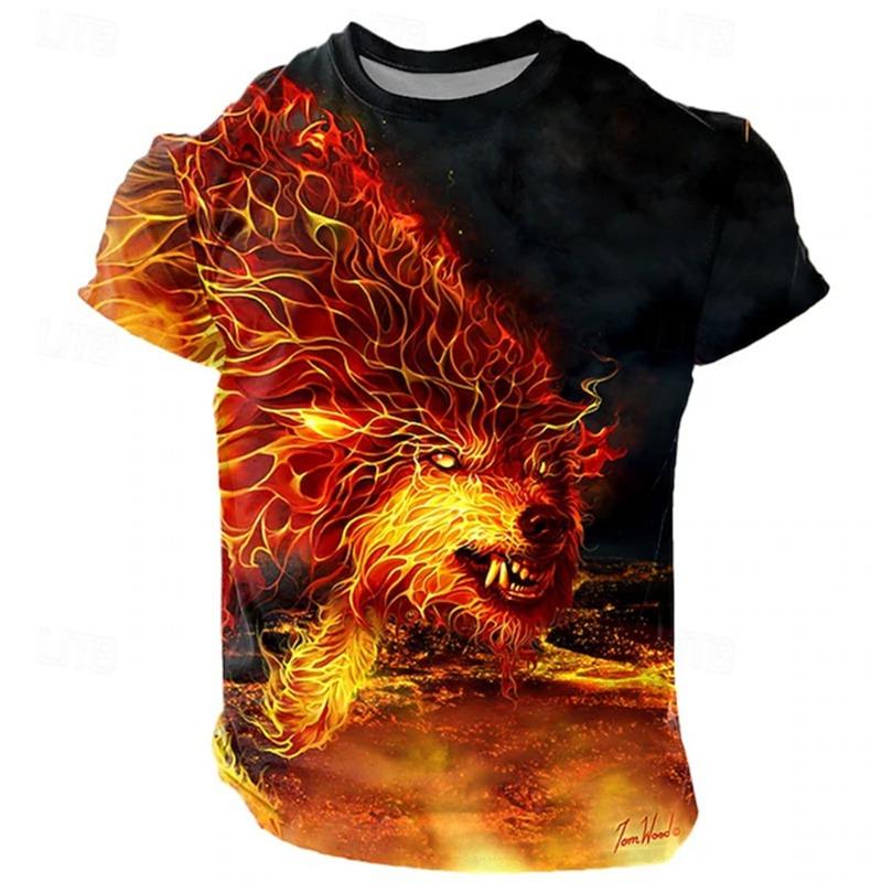 Men's Summer Dragon-Print Short-Sleeve T-Shirt Outdoor Sports & Urban Fashion T-Shirt for Men Breathable Short-Sleeve Design